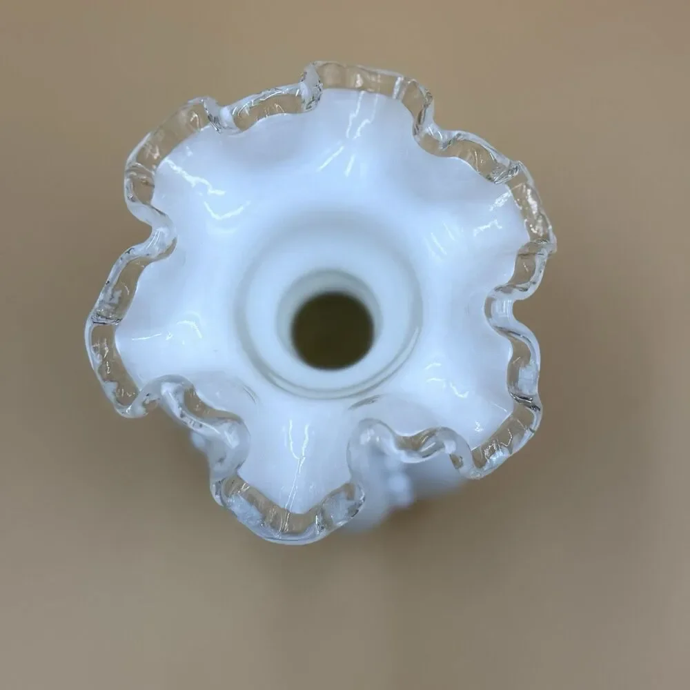 Vintage White Milk Glass 1940’s Fenton Silvercrest Vase Hobnail
